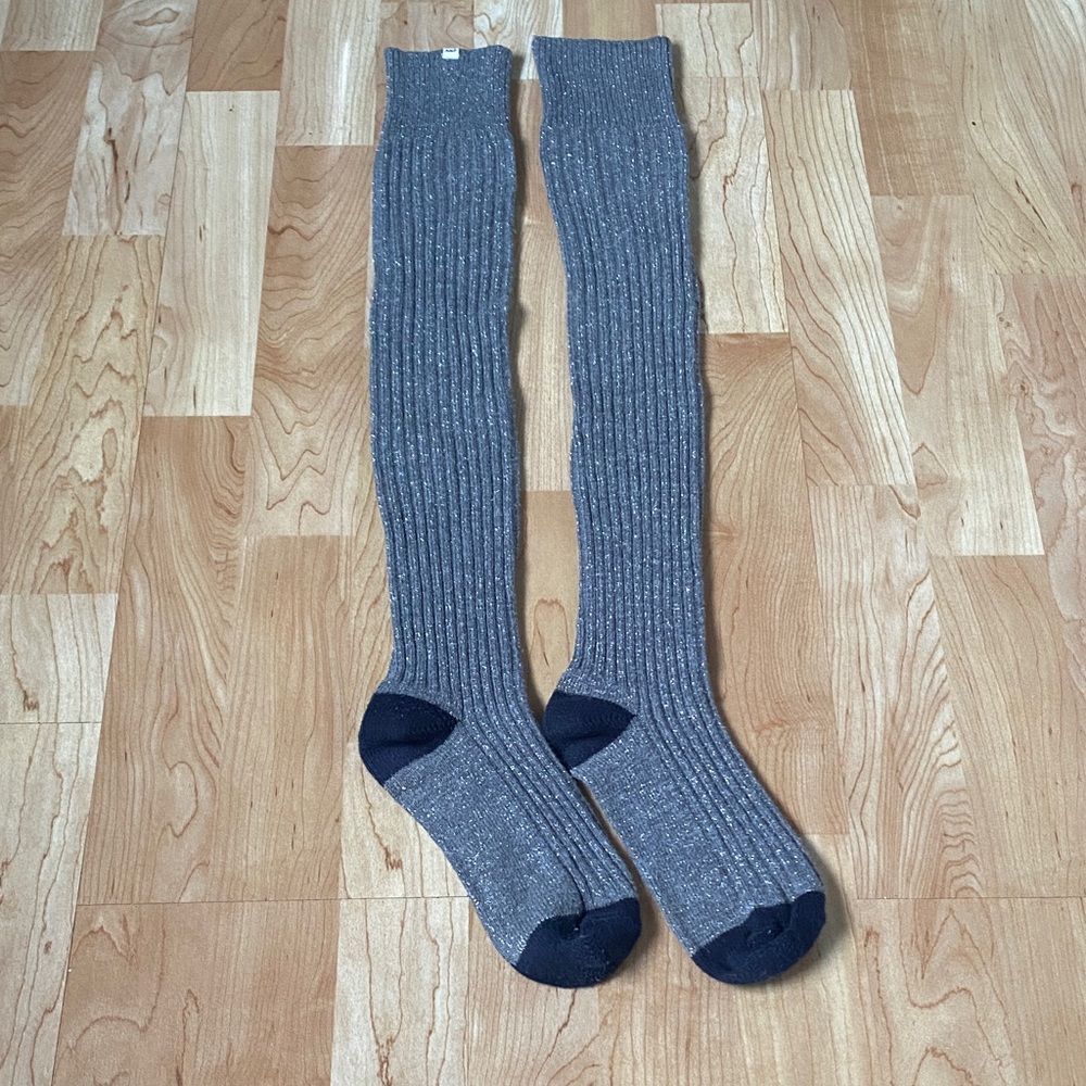 Abercrombie and Fitch silver Ribbed tall socks